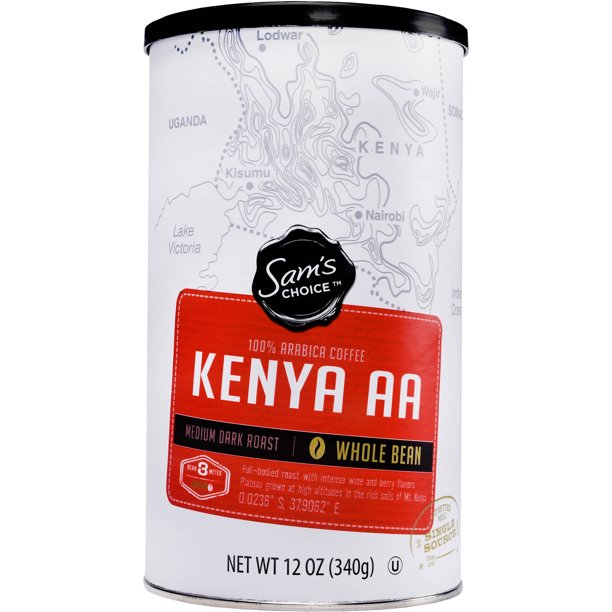 Sam's Choice Kenya AA Whole Bean Coffee, Medium Dark Roast, 12 oz