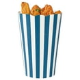 thumbnail image 3 of Restaurantware-Bio Tek 16 Ounce French Fry Cups, 100 Disposable French Fry Holders - With Fold-Down Cover, Tab Lock Closure, Striped Paper Cups, For Onion Rings, Chips, or Popcorn, Stackable, 3 of 10