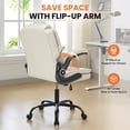 thumbnail image 5 of Fantasylab Executive Ergonomic 300LBS PU Leather Home Office Desk Chair, Computer Desk Chair with Adjustable Armrest,WHITE, 5 of 10