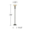 thumbnail image 6 of Regency Hill Traditional Torchiere Floor Lamp 70" Tall Hand Applied Black Bronze Swirl Font Amber Glass Shade for Living Room Uplight, 6 of 6