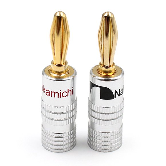 Amdohai 24K Gold Banana Plugs Audio Jack Connectors Dual Screw Lock Jack Speaker Banana Connectors for Speaker Wire Wall Plate 12 Pairs (24PCS)