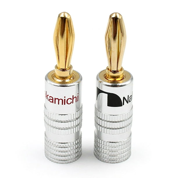24K Gold Banana Plugs Audio Jack Connectors Dual Screw Lock Jack