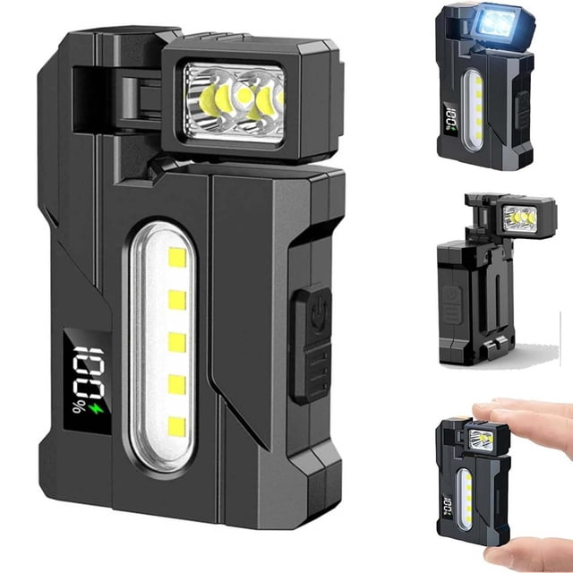 Linterna mini recargable de 400 lúmenes con base magnética - Linterna portátil súper brillante para acampada al aire libre, emergencias y trabajo manos libres