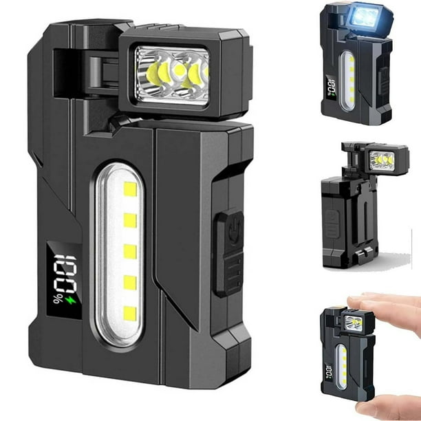 Luz De Trabajo Led Recargable De Alta Intensidad, De Plstico, Ultrabrillante, Con Clip, Para Exteriores, Camping Y Emergencias, 1 Unidad, Color Negro, UKHBMC