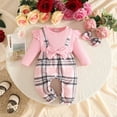 thumbnail image 2 of mgoYE Newborn Infant Baby Girl Clothes Fall Winter Long Sleeve Bubble Romper Plaid Bow One Piece Jumpsuit Cute Outfits, 2 of 9