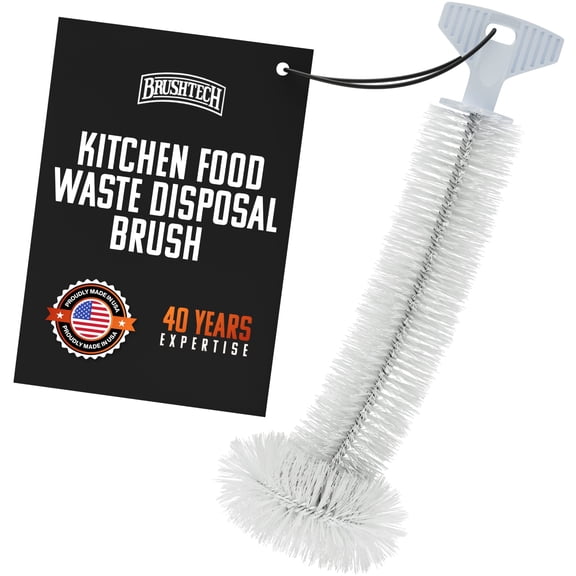 Brushtech Kitchen Sink Disposal Brush - Ergonomic T-Handle Cleaner with Rounded Bristles Designed to Remove Odor-Causing Debris from Sink Drains & Garbage Disposals - Made in USA