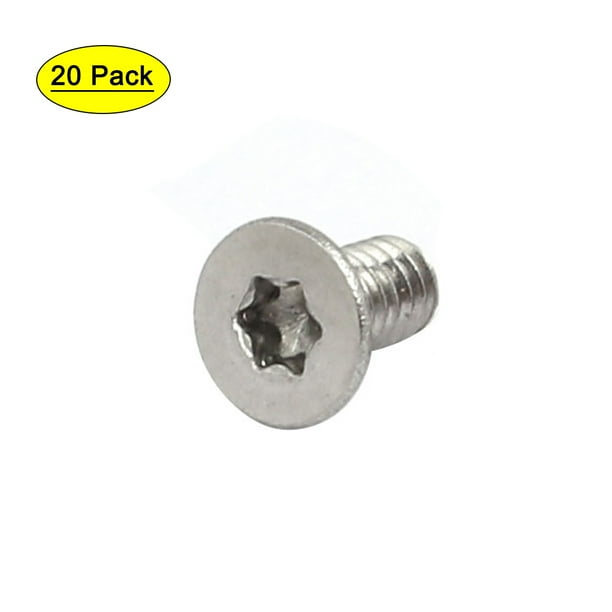 M2x4mm T6 304 Stainless Steel Flat Torx Head Screw 20pcs