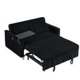 thumbnail image 2 of Black Corduroy Pull-Out Sofa with Movable Tabletop & USB Ports, Dual Function for Living Room & Bedroom, 2 of 12