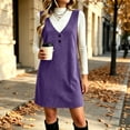 thumbnail image 2 of Liuinsasek Fall Dress for Women Fashion Sleeveless Suede V-Neck Simple and Classic Short Dress with Pockets Daily Casual Warm Outfits, 2 of 9