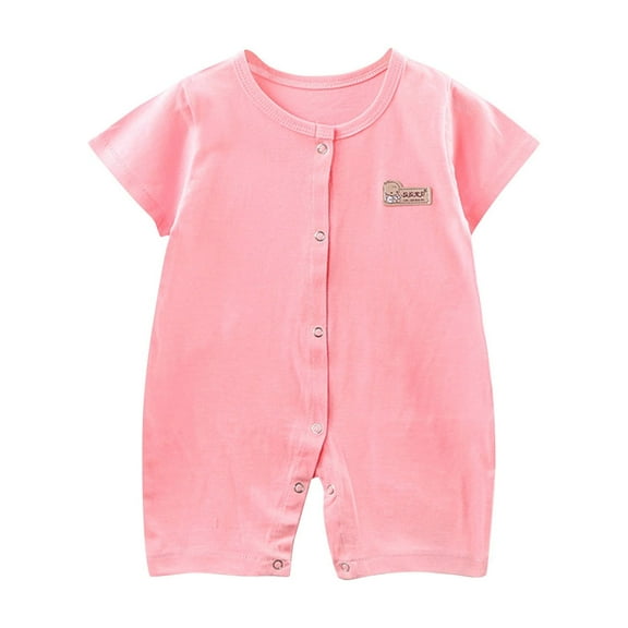 Zwiiyzr 2025 0-1T Newborn Infant Unisex Baby Boy Girl Spring Onesie Short Sleeve Rompers Button Bodysuit One Piece Jumpsuit Outfits Clothes Red
