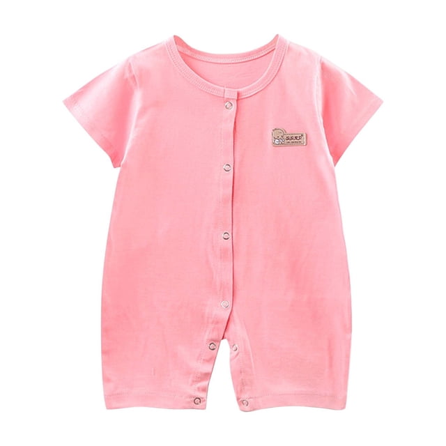 MeetoTime Baby Boys Girls Cotton Jumpsuits Printed Round Neck Short Sleeve Newborn Infant Rompers Baby Summer Clothes