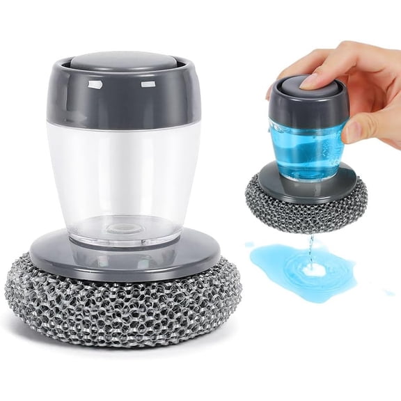 Comfort Grip Soap Dispensing Kitchen Scrub – Dish Brush with Built-in Soap Dispenser, Replaceable Nylon Bristles, Non-Slip Handle for Easy Dish & Sink Cleaning