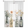 thumbnail image 3 of Eucalyptus Flower Sheer Curtains 72 Inches Long 2 Panels Set, Window Sheer Curtains for Living Room/Bedroom, Orange Floral Sage Green Leaf Daisy Light Filtering Rod Pocket Curtain 52'' x 72'' x 2, 3 of 7