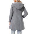 thumbnail image 3 of INSPIRE CHIC Women's Coat Solid Color Toggle Button Fully Lined Hooded Coat L Flower Gray, 3 of 6