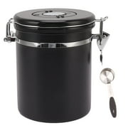 Chiyuantao Coffee Bean Storage Container 304 Stainless Steel Exhaust Valve Coffee Bean Sealed Tank with Date Tracker and Scoop 1.8L (12x18cm / 4.7x7.1in)