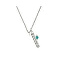thumbnail image 2 of Delight Jewelry December - Teal Crystal Bicone Silvertone Mother Daughter Bar Charm Necklace, 23", 2 of 4