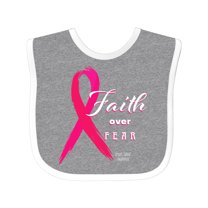 Inktastic Faith Over Fear Breast Cancer Awareness with Pink Ribbon Boys or Girls Baby Bib