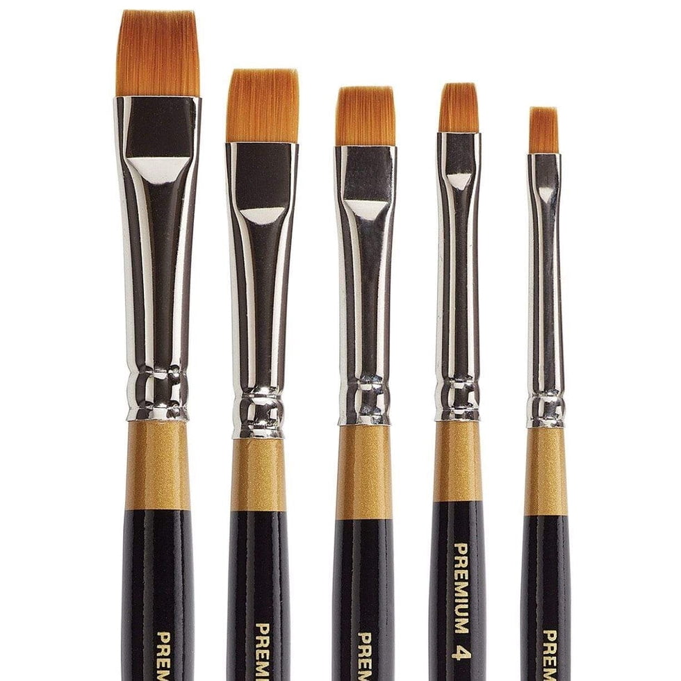 Kingart Original Gold, 9450 Chisel Blender Series, Premium Golden Taklon Artist Brushes, All Ages
