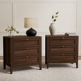 thumbnail image 2 of EYYTHUNG Farmhouse Night Stand with Charging Station, Wood Large Bedside End Table with 3 Storage Drawers, Modern Nightstands, Brown, 2 of 9