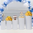 thumbnail image 2 of Loyalheartdy 5Pcs Round Cylinder Pedestal Stand Wedding Birthday Party Cake Flower Display Pillars Freestanding Metal Cylinder Pedestal Decor White, 2 of 12