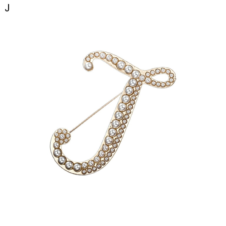 Meidiya Letter Brooch Pins Initial Rhinestone Brooch for Women Crafts Gold  A-Z 26 Letters Simulated Pearl Initial Letter Alphabet Brooches Pin Women