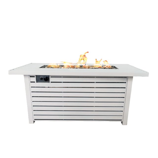 Living Source International Table de Foyer au Propane/gaz Naturel en Métal Blanc