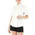 thumbnail image 5 of INSPIRE CHIC Women's Tie Neck Shirt Button Down Puff Sleeve Work Blouse XS White, 5 of 7