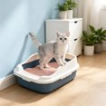 thumbnail image 5 of Plastic Cat Litter Box,12.2x8.3x6.3 Inch Open Top High-Sides Litter Pan Including Scoop,Large Odor-Free Low Entrance for Senior & All Cats,Blue, 5 of 6