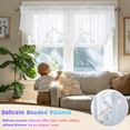 thumbnail image 2 of Dezytech Sheer Beaded Valance Curtain for Bedroom, 51" x 24" Rod Pocket Short Curtain Panel - Country Scalloped Window Treatment for Farmhouse, Kitchen, Bathroom, Cafe, 2 of 6