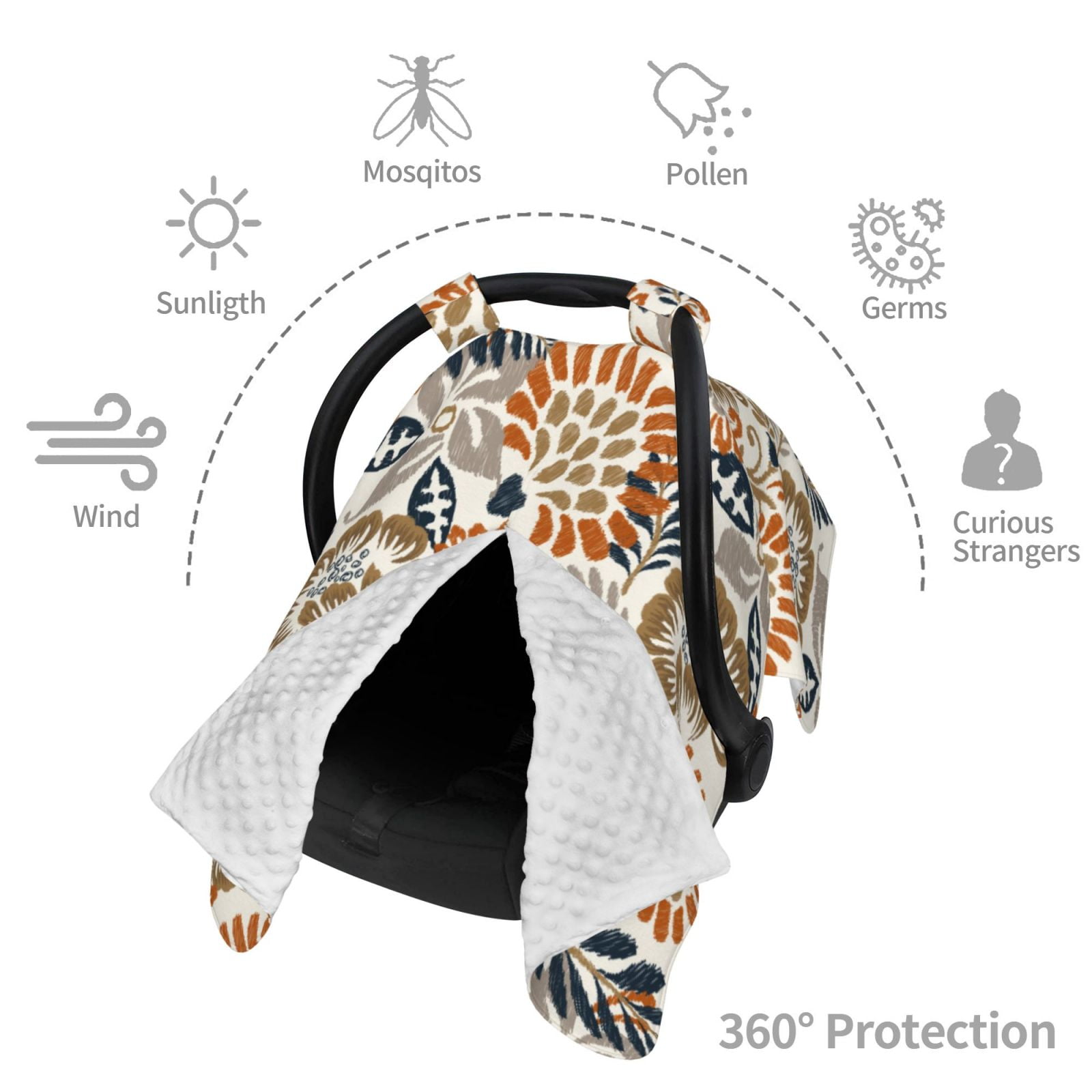 Naloa Floral Paisley Baby Car Seat Cover, Breathable Baby Carrier Cover, Multiuse Baby Carrier Cover & Nursing Breastfeeding Cover