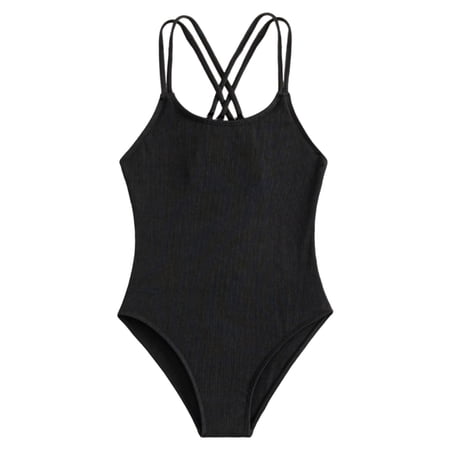 RMGVDSD Girls Swimsuit Bathing Suit Crossback One Piece Beach Swimwear For Hot Spring Beach Pool Party Swimsuits Solid Color Swim Suits 9-10 Years