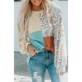 thumbnail image 1 of Women's Leopard Patchwork Color Block Ribbed Long Sleeve Top, 1 of 28
