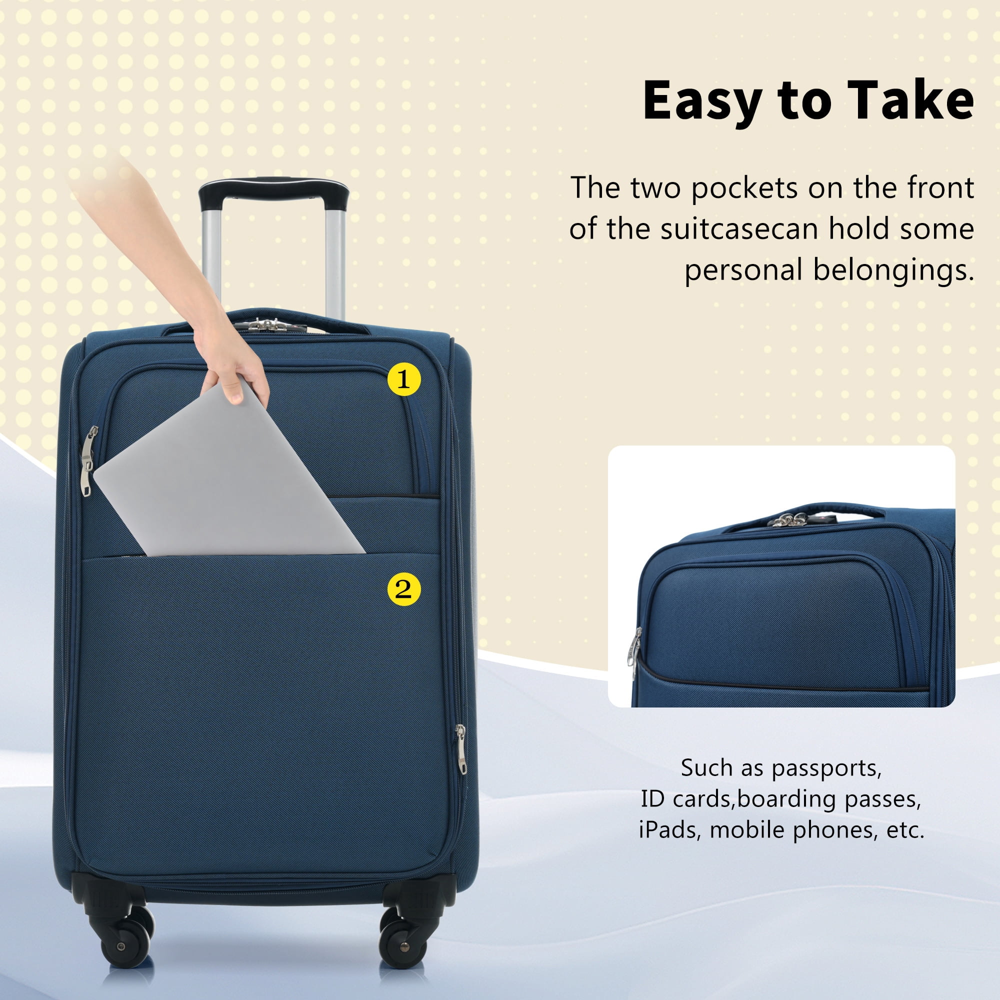 Euroco 4 Piece Softside Luggage Set, Expandable Suitcase Set with TSA Lock and Spinner Wheels, Lightweight Durable Suitcase for Men Women Travel(18"/22"/26"/30") ,Deep Blue