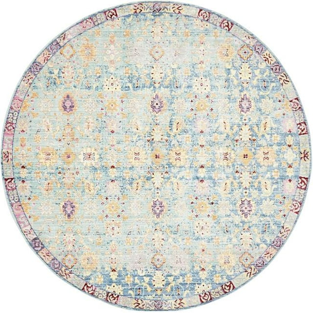 Unique Loom 3134293 8 x 8 ft. Harmony Austin Round Rug, Blue