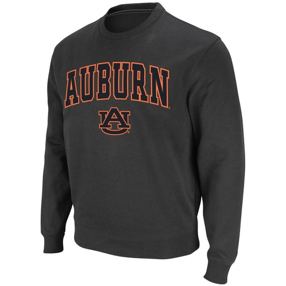 Men's Colosseum Charcoal Auburn Tigers Arch & Logo Crew Neck Sweatshirt