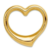 14k Yellow Gold Open No bail Polished Love Heart Hollow Pendant Necklace Slide 24x24mm Wide Pendant for Women