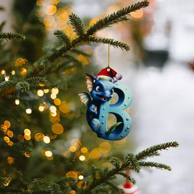 26 Letter Alphabet Baby First Christmas Ornament with Festive Egg Design for Holiday Tree Decoration