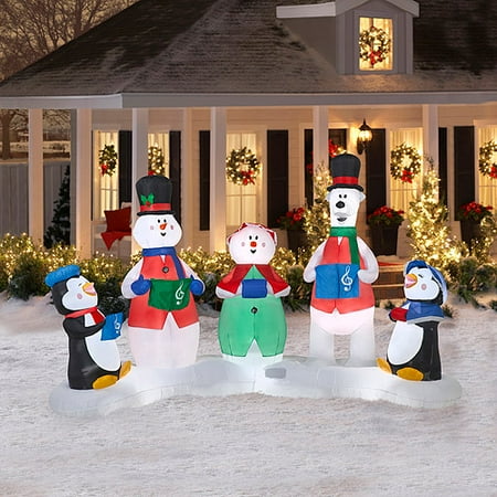 6.5' Tall x 10.5' Long Airblown Christmas Carolers Inflatable (Plays Music with Light Show)