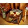 thumbnail image 2 of Caja de almacenamiento de discos de vinilo con forma de gaviota, madera, color marrón, 2 of 6