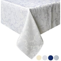 Tektrum 70 X 70 inch 70"X70" Square Damask Jacquard Tablecloth Table Cover - Waterproof/Spill Proof/Stain Resistant/Wrinkle Free/Heavy Duty- Great for Banquet, Parties, Dinner, Wedding (White)