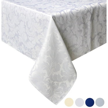 Tektrum 70 X 70 inch 70"X70" Square Damask Jacquard Tablecloth Table Cover - Waterproof/Spill Proof/Stain Resistant/Wrinkle Free/Heavy Duty- Great for Banquet, Parties, Dinner, Wedding (White)