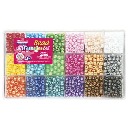 The Beadery Bead Extravaganza Pony Bead Box, 18 different Pearl colors, 2300 pieces