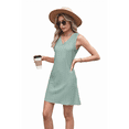 thumbnail image 3 of Vestido de Mujer Color Liso Sin Mangas con Cuello en V y Bolsillos, Verde Oscuro L, 3 of 10