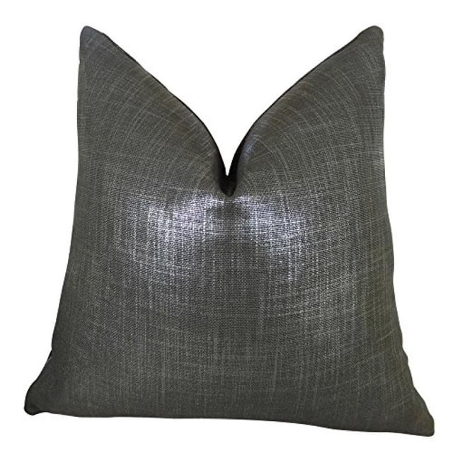 Plutus Glazed Linen Indigo Handmade Double Sided Throw Pillow, (Double sided 26" x 26")
