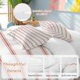 thumbnail image 2 of 3 Piece Red Striped Duvet Cover Set Full Size, Microfiber Comforter/Quilt Cover with Corner Ties and 2 Pillowcases, Rustic Red Stripe Modern Art Beige All Season Soft Bedding with Zipper Closure, 2 of 8