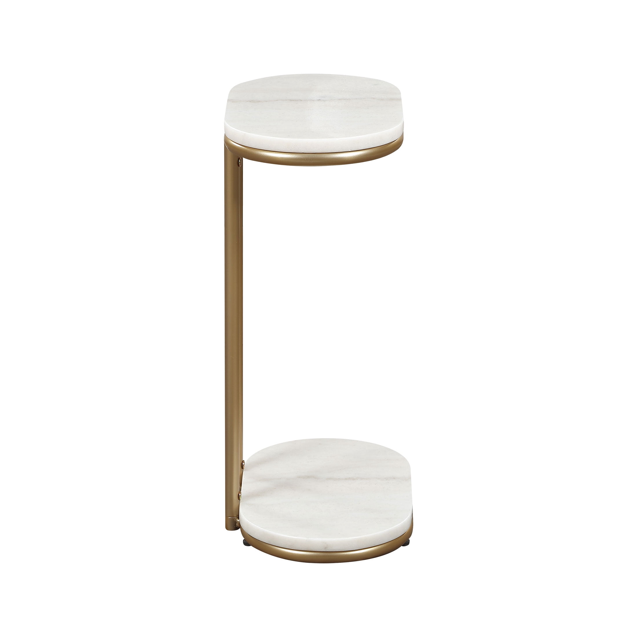 Beautiful Lane Drink Table by Drew Barrymore, White marble and gold finish