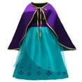 thumbnail image 4 of Frozen 2 Princess Anna Short Sleeve Dress With Detachable Cloak Princess Costume Accessories Girl Purple Dress, 4 of 8
