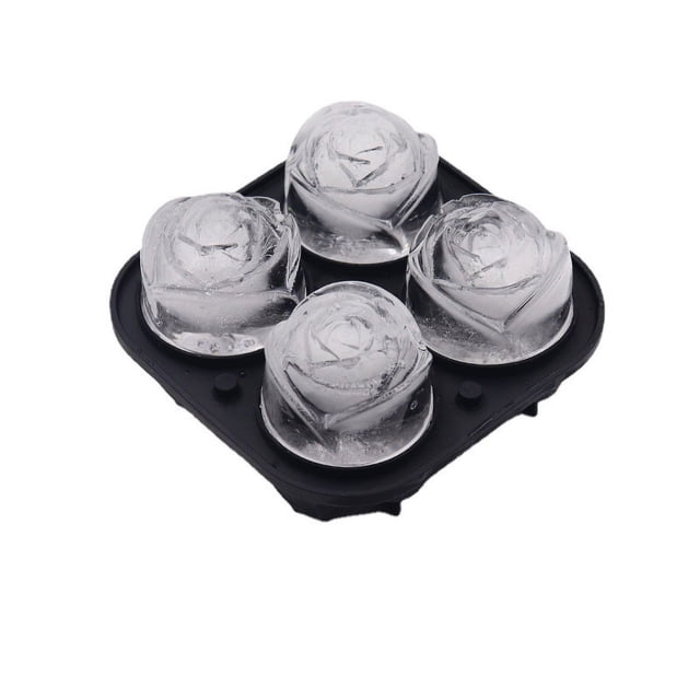 Molde grande para cubitos de hielo TUNC de rosas silicona 4 cavidades pieza negra