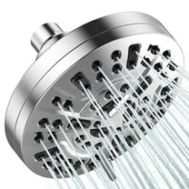 Cshidworld 8-Mode High Pressure Shower Head, Rain Fixed Showerhead with Adjustable Metal Swivel Ball Joint, Bathroom Rain Showerhead with Anti-Clogging Silicone Nozzles 5 Inch, Chrome Finish