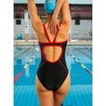 thumbnail image 3 of Attraco Women's One-piece Sports Swimsuit Color Block Water Aerobic Swimwear Bathing Suit, 3 of 6